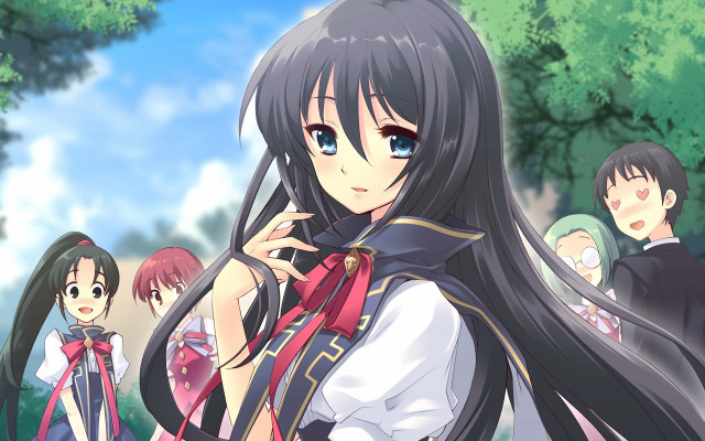 Anime girls forest trees man #3 free wallpaper - medium preview image