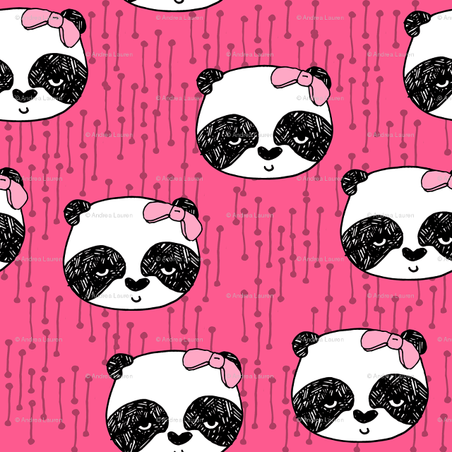 Panda bow pink stripes dots free wallpaper - medium preview image