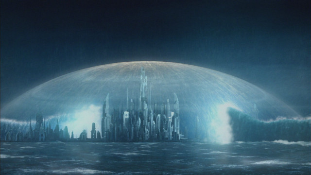 City ocean painting giant bubble free wallpaper - medium preview image