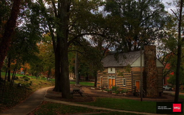 Small log cabin woods picnic free wallpaper - medium preview image