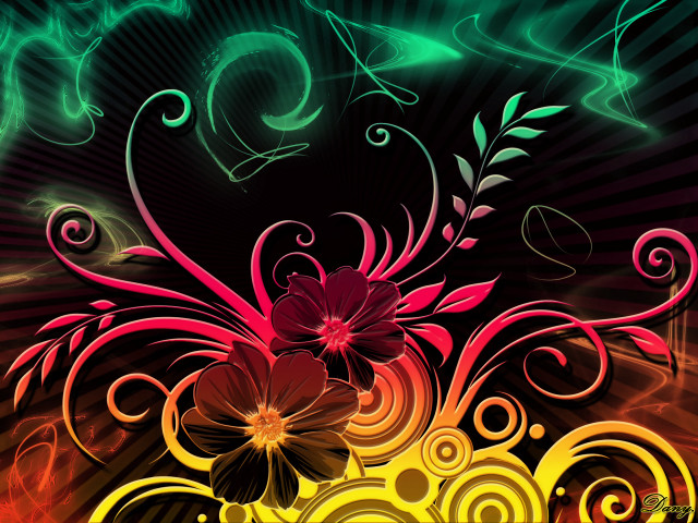 Colorful flower swirls patterns side free wallpaper - medium preview image