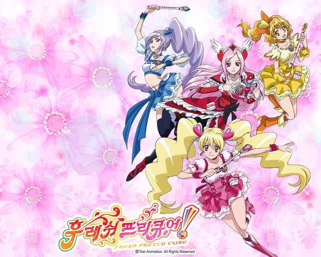 Anime girls pink flowers background free wallpaper - medium preview image