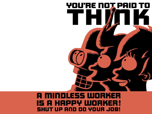Middle class workers dystopian art free wallpaper - medium preview image
