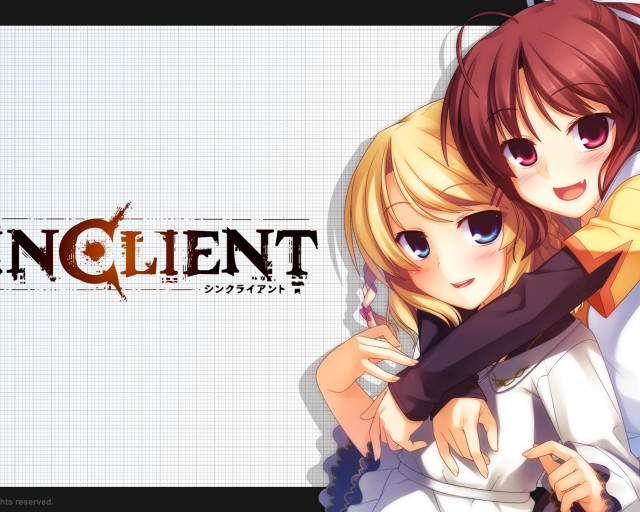 Anime girls hugging enlight grid free wallpaper - medium preview image