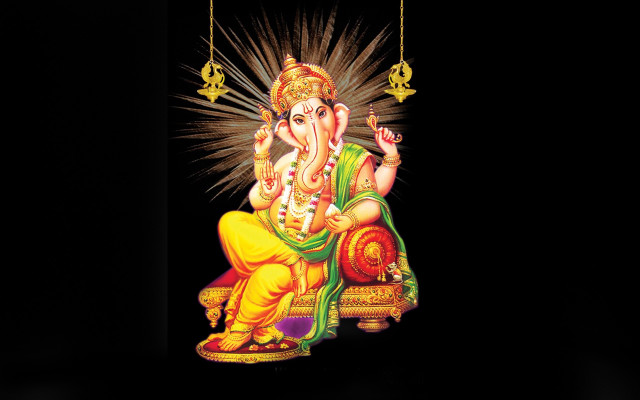 Ganesha couch black background gold free wallpaper - medium preview image