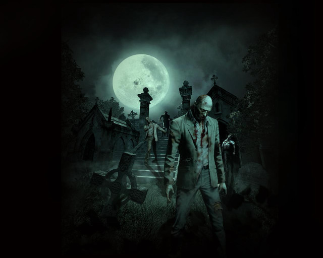 Zombies cemetery night fullmoon walking free wallpaper - medium preview image