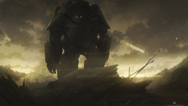 Giant robot field grass sky #3 free wallpaper - medium preview image