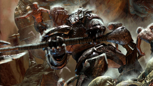 Giant monsters cave sword people free wallpaper - medium preview image