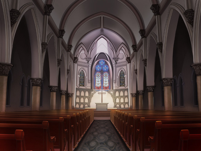 Church pews stained glass blue free wallpaper - medium preview image