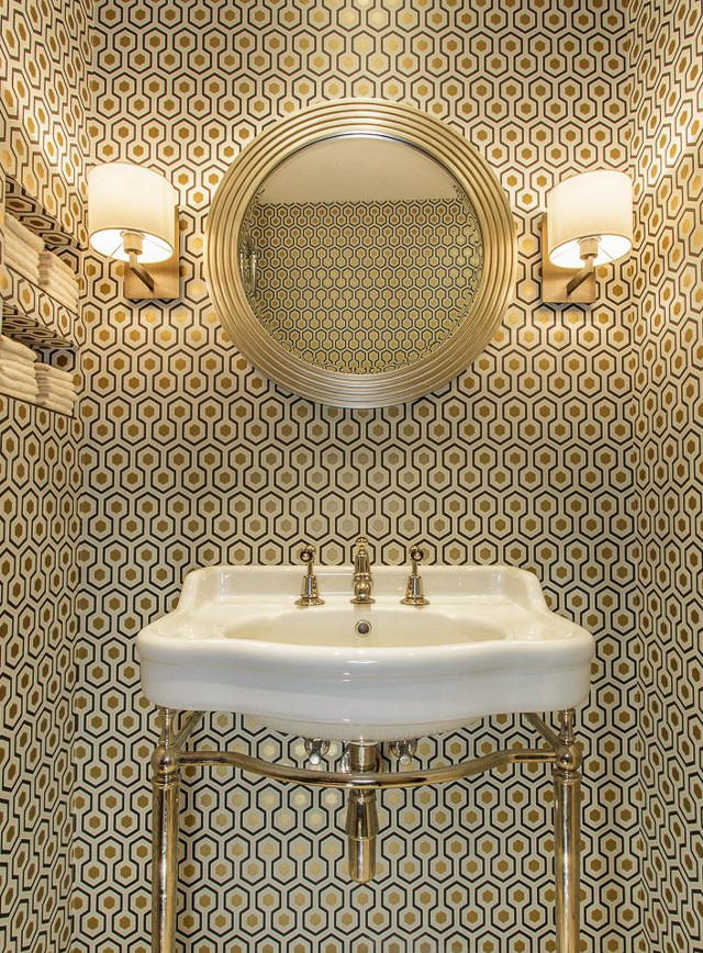 Bathroom mirror gold frame artdeco free wallpaper - medium preview image