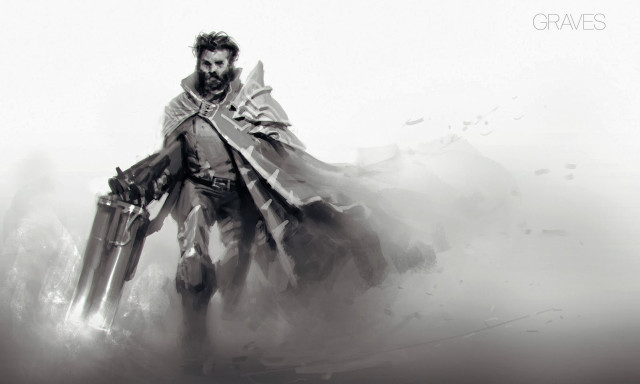 Man long coat holding knives free wallpaper - medium preview image