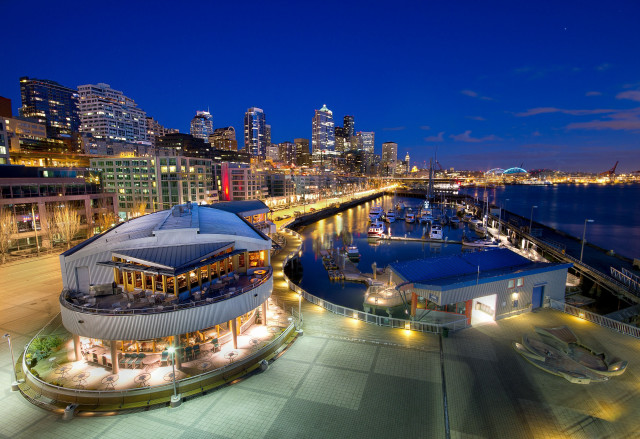 City skyline night bridge pier free wallpaper - medium preview image