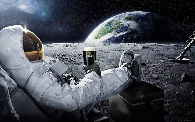 Man space suit moon drinking free wallpaper - medium preview image