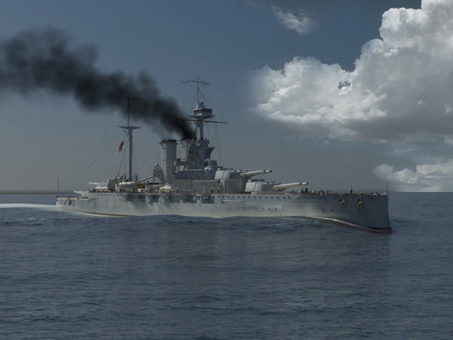 Battleship floating water cloudy smoke free wallpaper - medium preview image