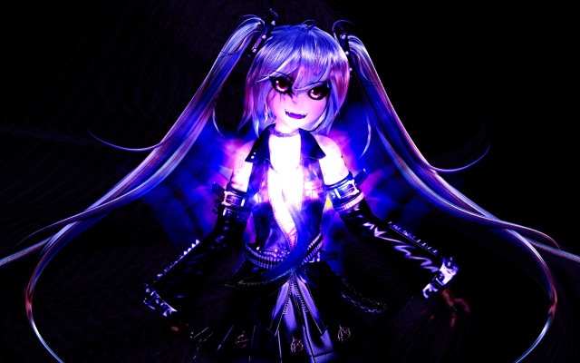 Gothic yandere hologram ponytails smile free wallpaper - medium preview image
