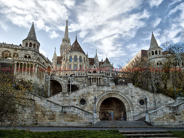 Castle staircase clock tower building free wallpaper - medium preview image