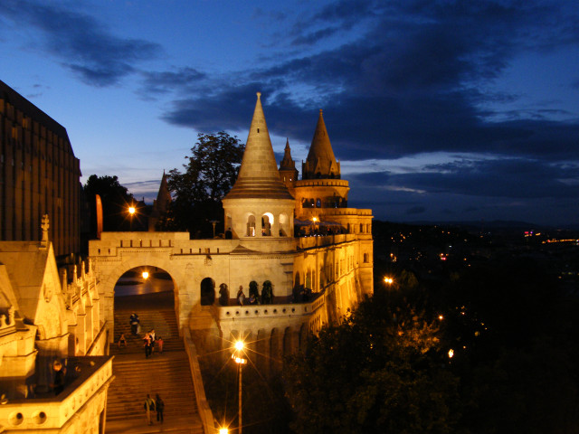 Castle night lights staircase building free wallpaper - medium preview image