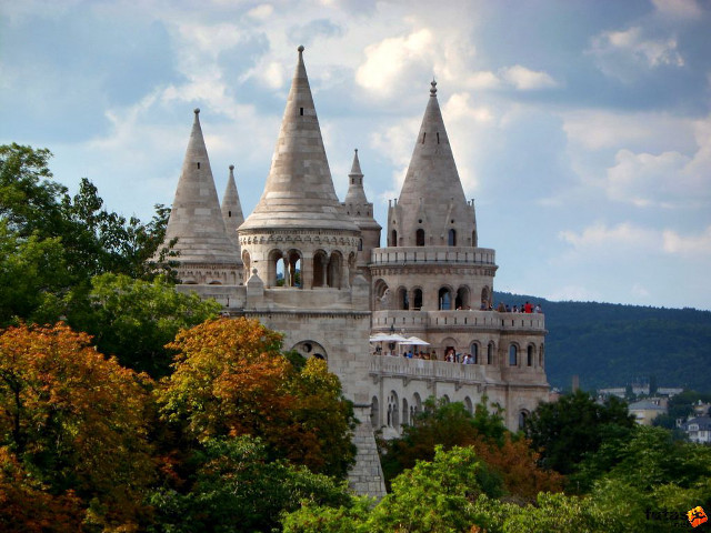 Castle spires trees cloudy sky free wallpaper - medium preview image