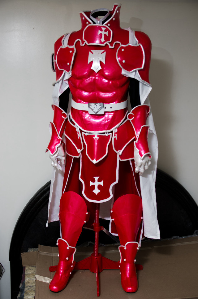 Red white statue man armor free wallpaper - medium preview image