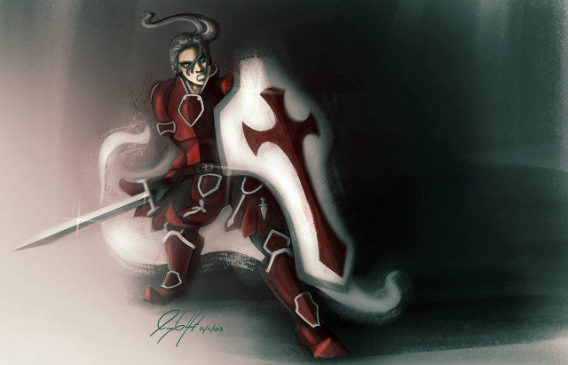 Man sword demon knee drawing free wallpaper - medium preview image