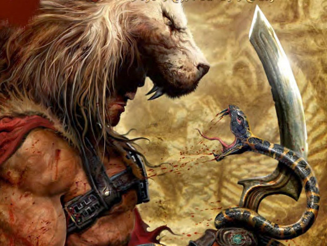 Man sword snake front of free wallpaper - medium preview image