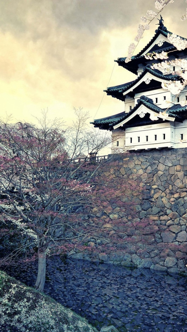 Tall building stone wall tree free wallpaper - medium preview image