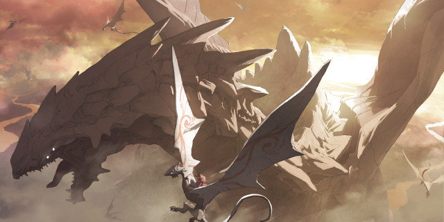 Giant monsters flying sky background free wallpaper - medium preview image