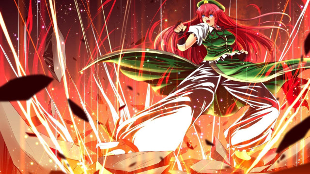 Woman green dress dancing fireworks free wallpaper - medium preview image