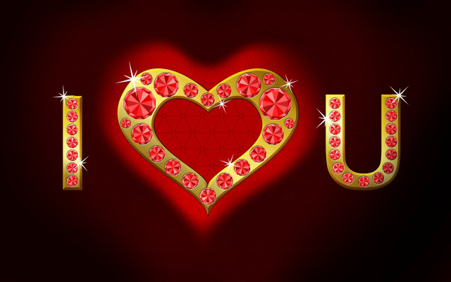 Red heart gold frame red free wallpaper - medium preview image