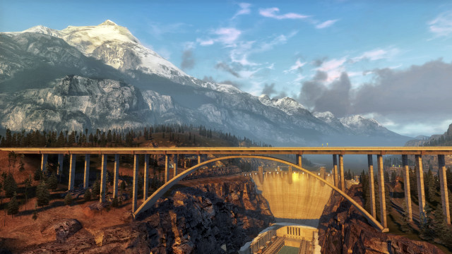 Bridge river mountain background bridge free wallpaper - medium preview image