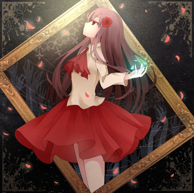 Woman red dress green light free wallpaper - medium preview image