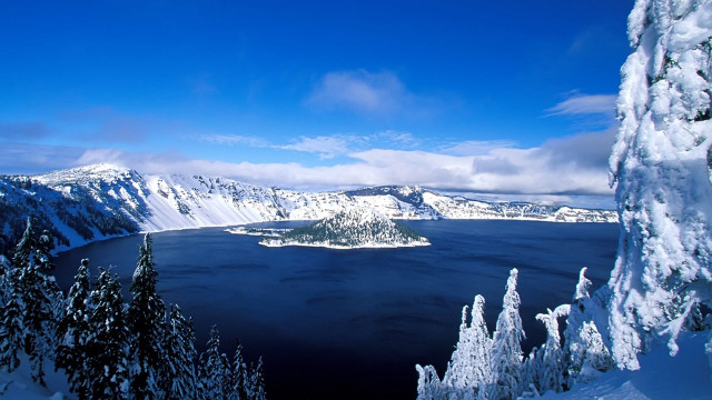 Lake snow trees mountains blue #4 free wallpaper - medium preview image