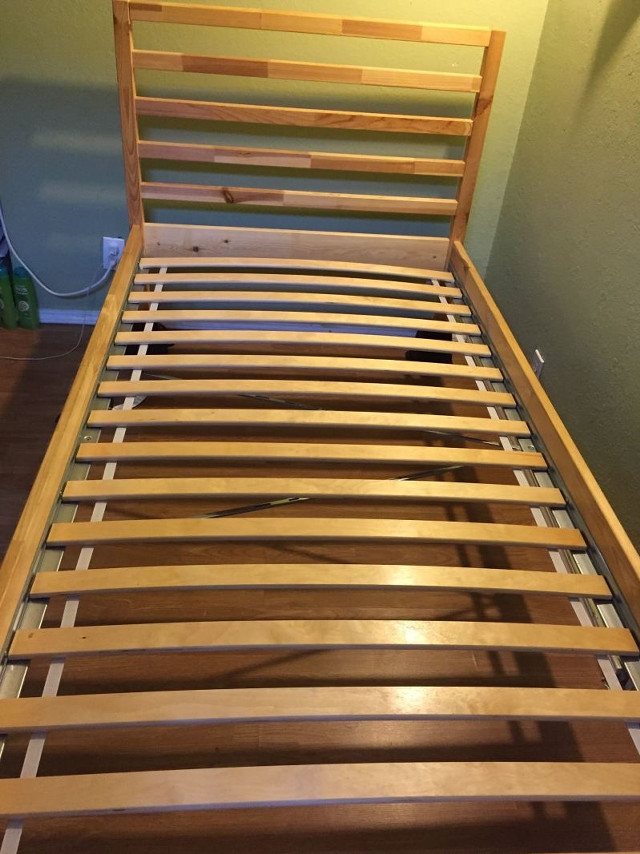 Bedframe wooden slatted headboard footboard free wallpaper - medium preview image