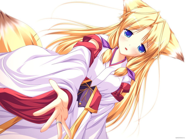 Anime girl blonde fox ears #4 free wallpaper - medium preview image