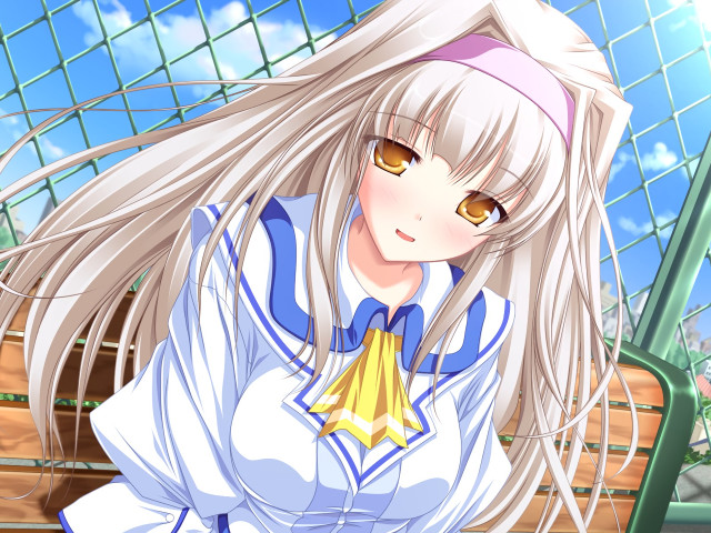 Anime girl white hair blue #26 free wallpaper - medium preview image