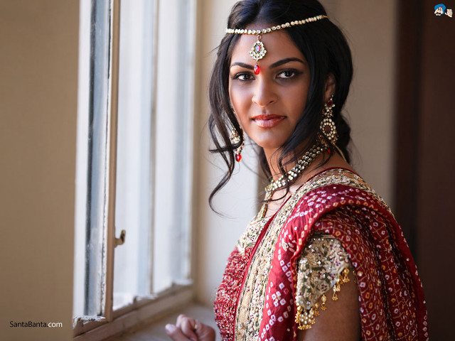Woman red gold outfit window free wallpaper - medium preview image