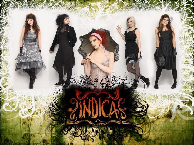 Gothic women umbrellas green background free wallpaper - medium preview image