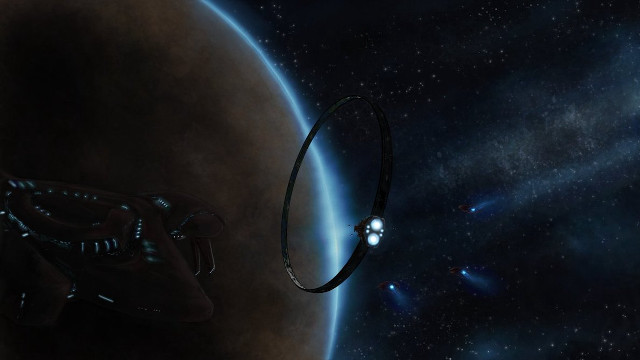Space station satellite planet star free wallpaper - medium preview image