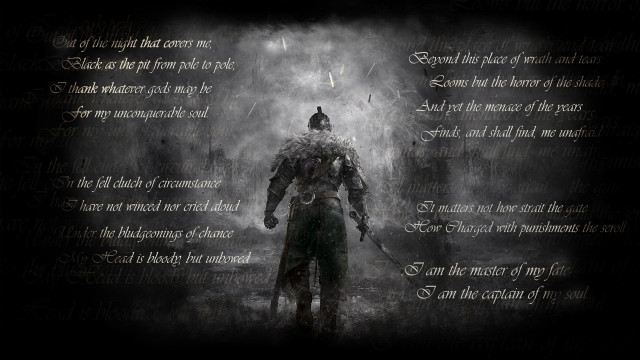 Man black suit sword poem free wallpaper - medium preview image