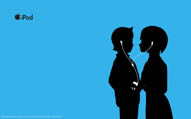 Couple silhouettes blue background ipod free wallpaper - medium preview image