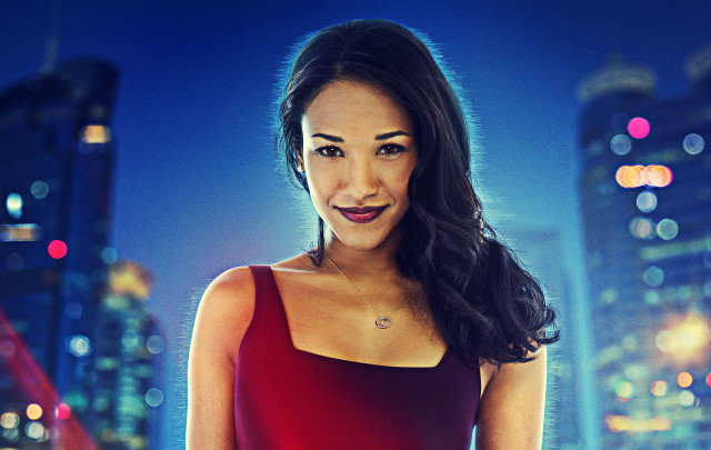 Woman red dress city skyline #2 free wallpaper - medium preview image