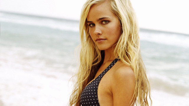Woman bikini beach surfboard wave free wallpaper - medium preview image