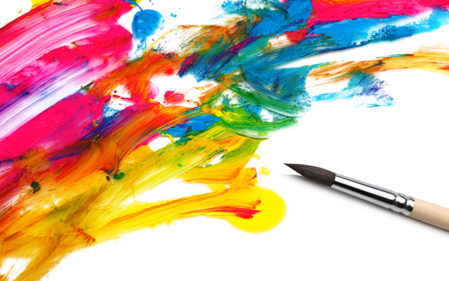 Paintbrush splattered colors action painting free wallpaper - medium preview image