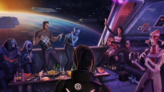 People table room spaceship planet free wallpaper - medium preview image