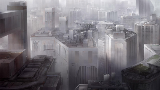 Cityscape tallbuildings foggysky mattepainting architecture free wallpaper - medium preview image