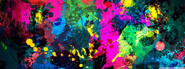 Colorful paint splatters black background #6 free wallpaper - medium preview image