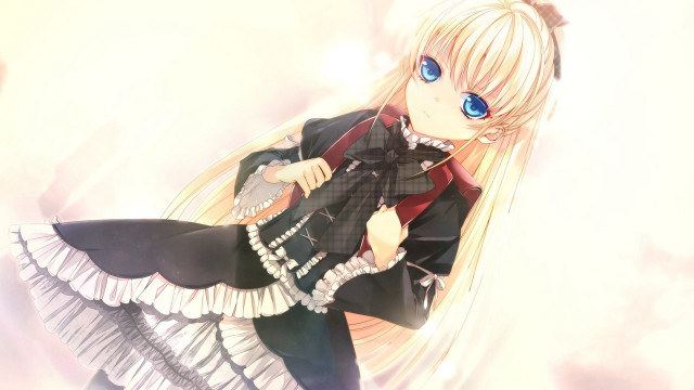 Anime girl blonde blueeyes black #2 free wallpaper - medium preview image