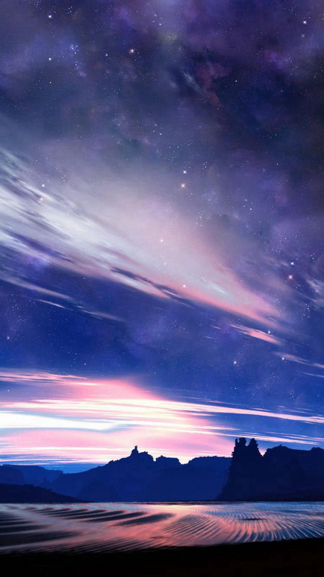 Night sky stars clouds mountains #5 free wallpaper - medium preview image