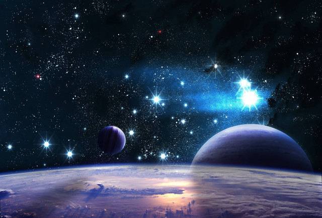 Planet view space stars bright free wallpaper - medium preview image