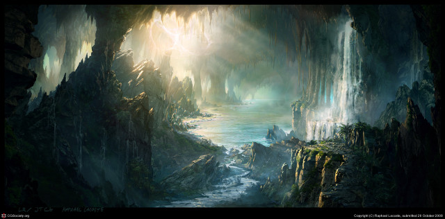 River cave water trees light free wallpaper - medium preview image